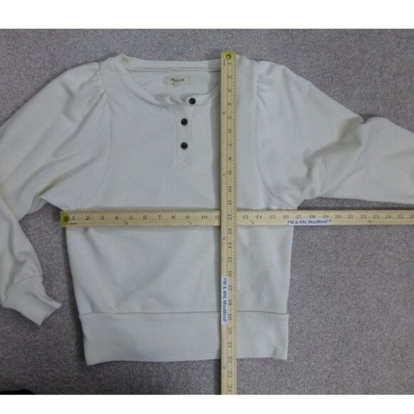 Madewell Henley Puff-Sleeve Sweatshirt (Some stains on fabric) - Picture 10 of 13